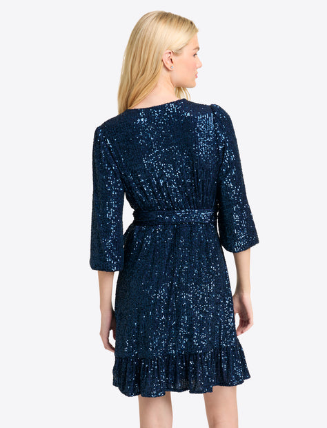 Reba Wrap Dress in Sequins
