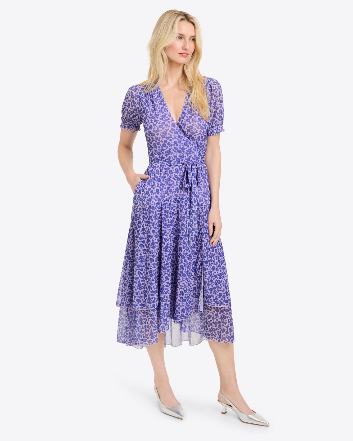 Naomi Wrap Dress Stretch Mesh