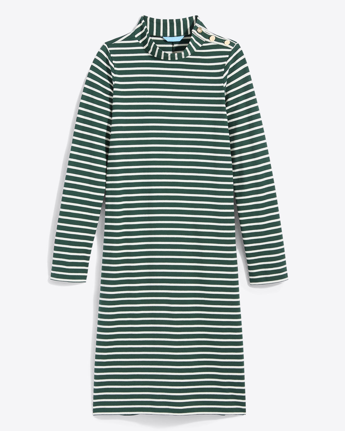 Elsie Turtleneck Dress in Green Stripe