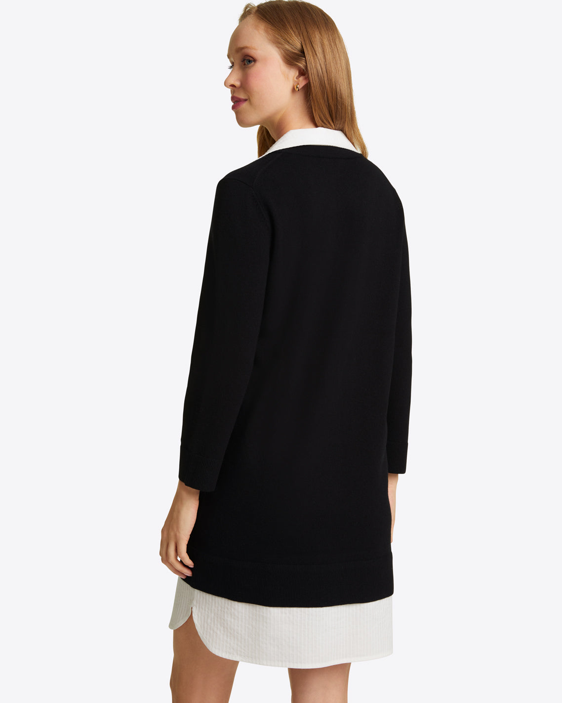 Wool and Cotton Combo Sweaterdress Black