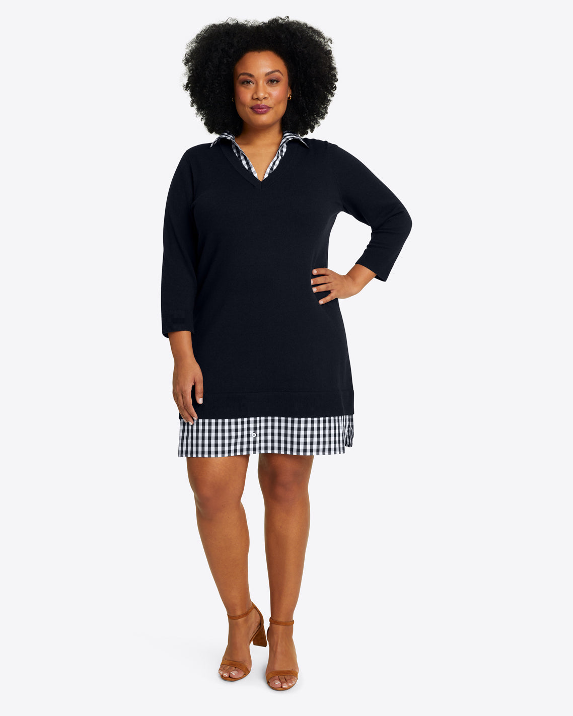 Wool and Cotton Combo Sweaterdress in Navy – Draper James