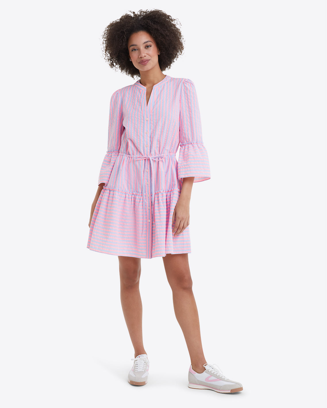 Avery Shirtdress in Seersucker Stripe