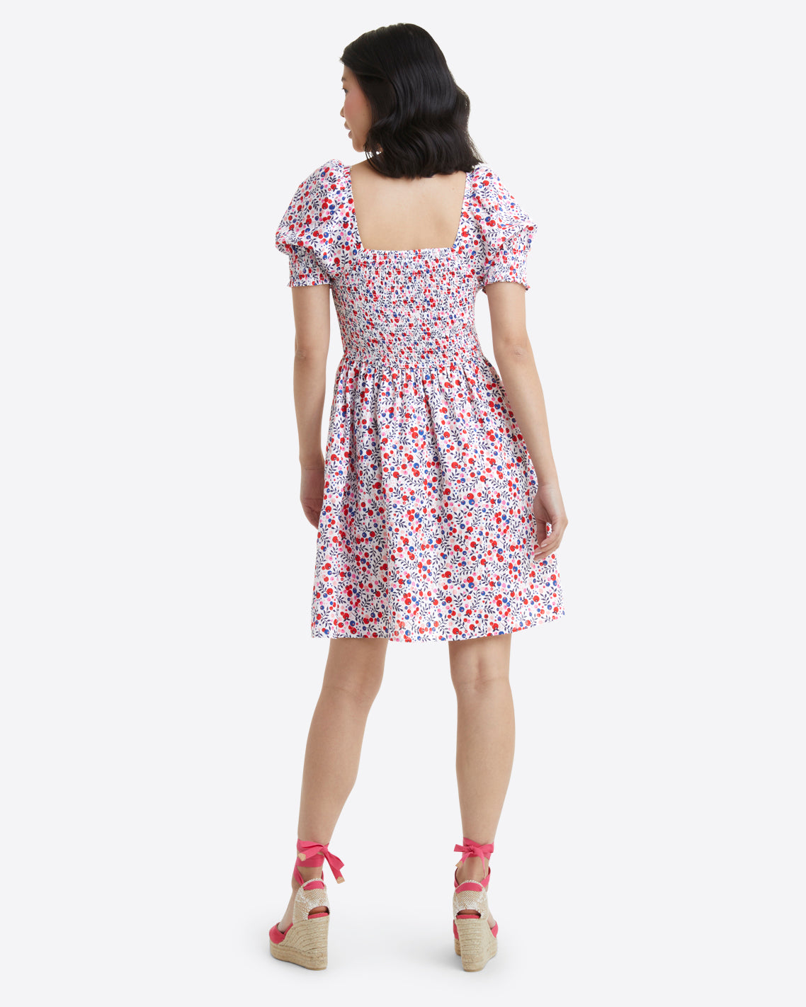 Cam Smocked Dress in Berry Print