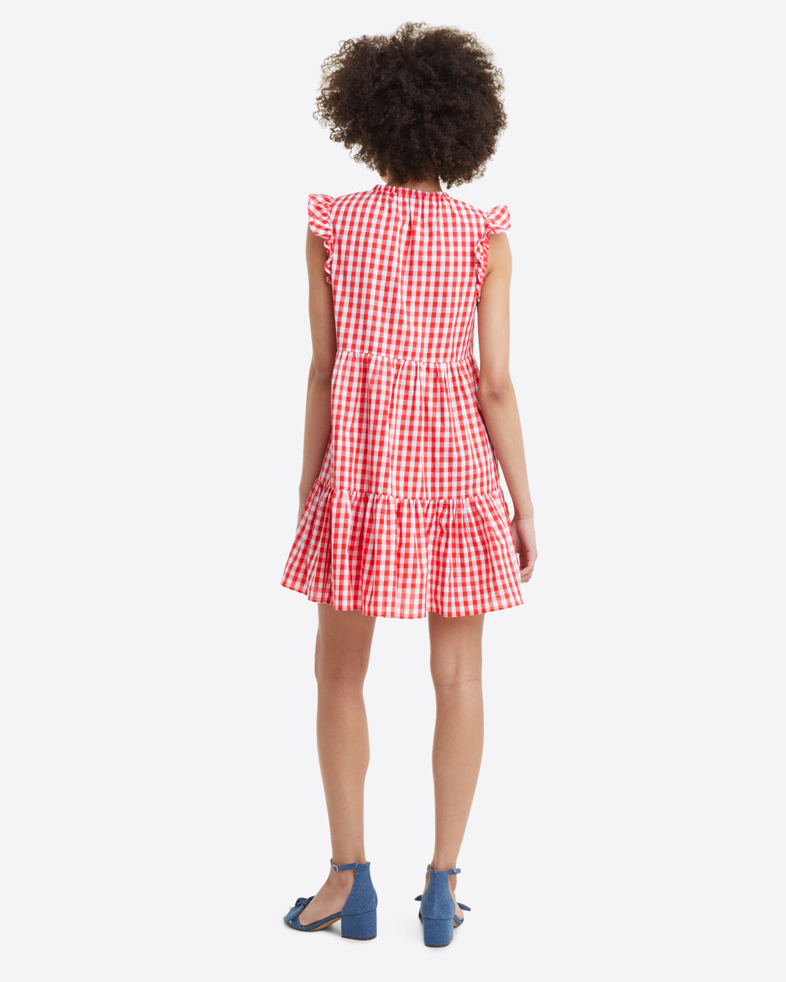 Connie Flutter Sleeve Dress in Poppy Red Gingham