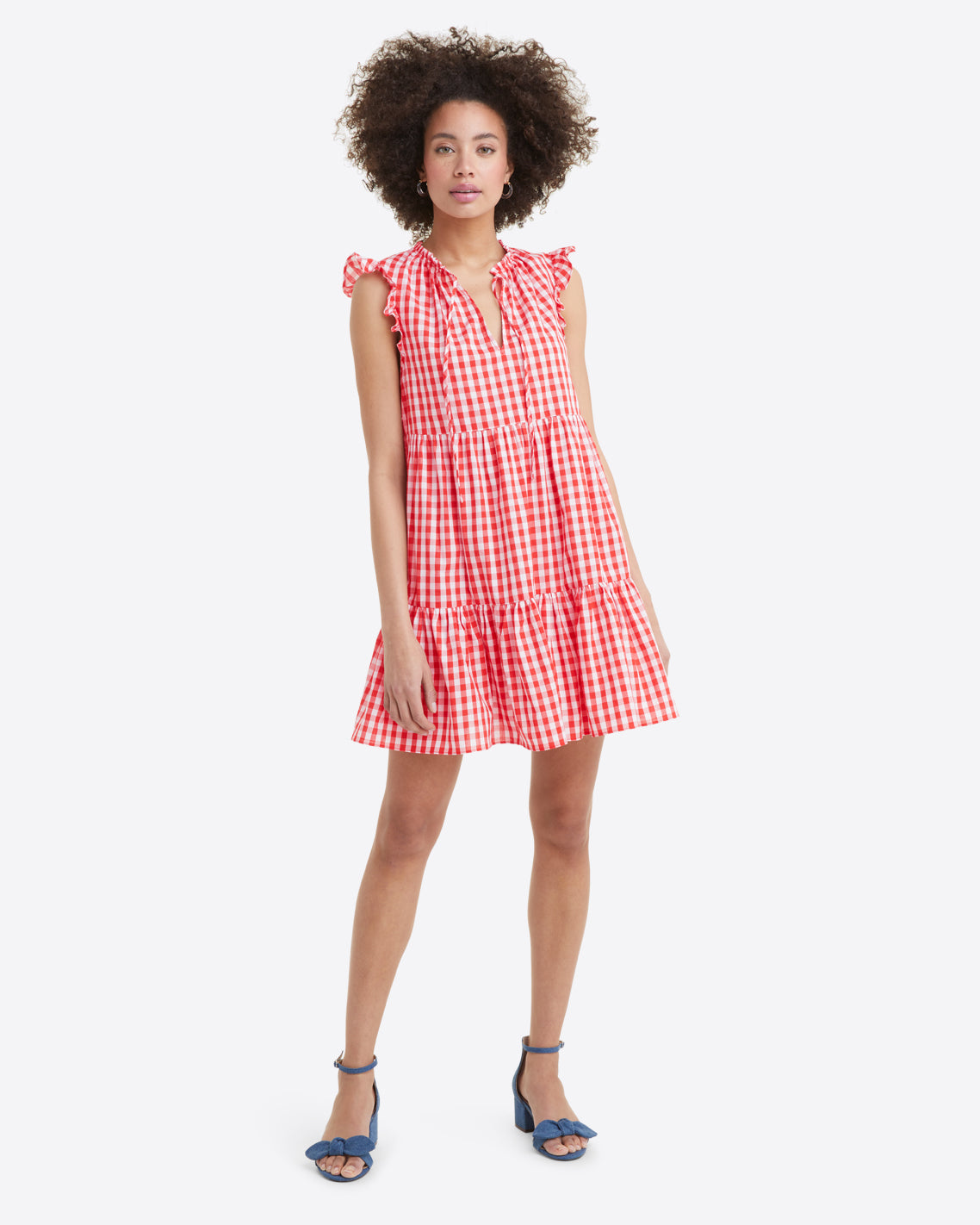 Connie Flutter Sleeve Dress in Poppy Red Gingham – Draper James