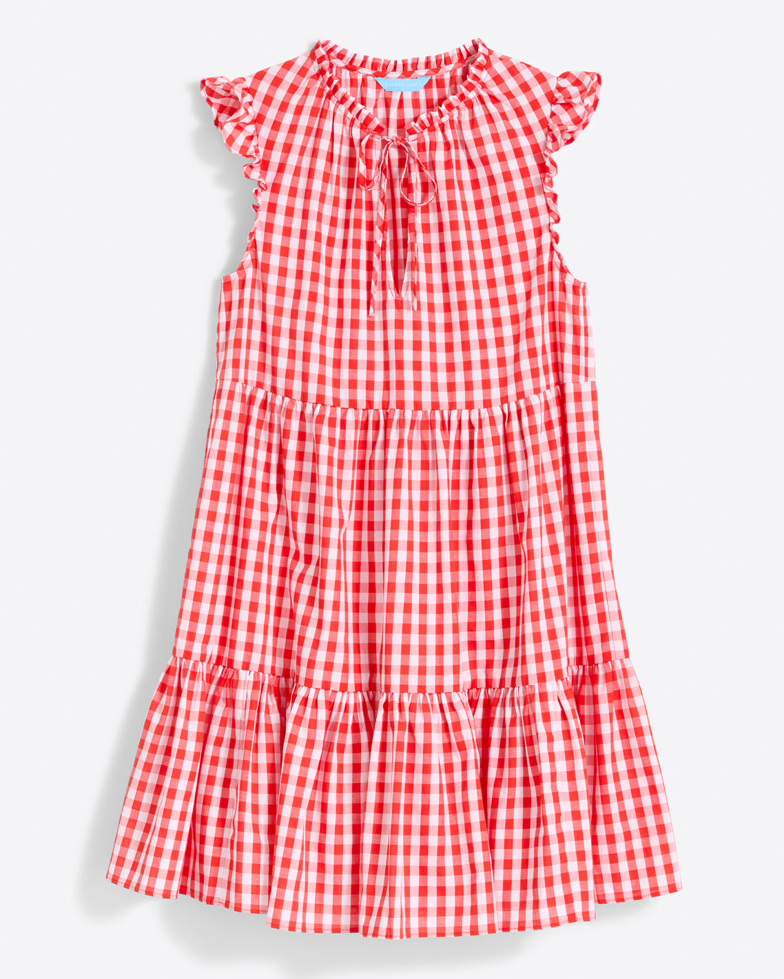 Connie Flutter Sleeve Dress in Poppy Red Gingham