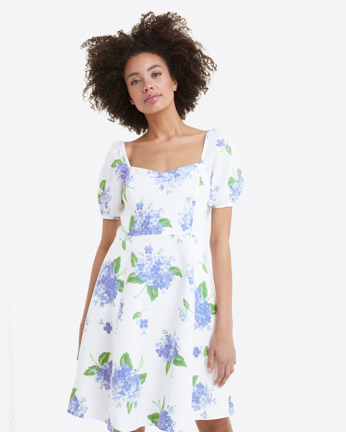 Shelly Dress in Linen Hydrangea