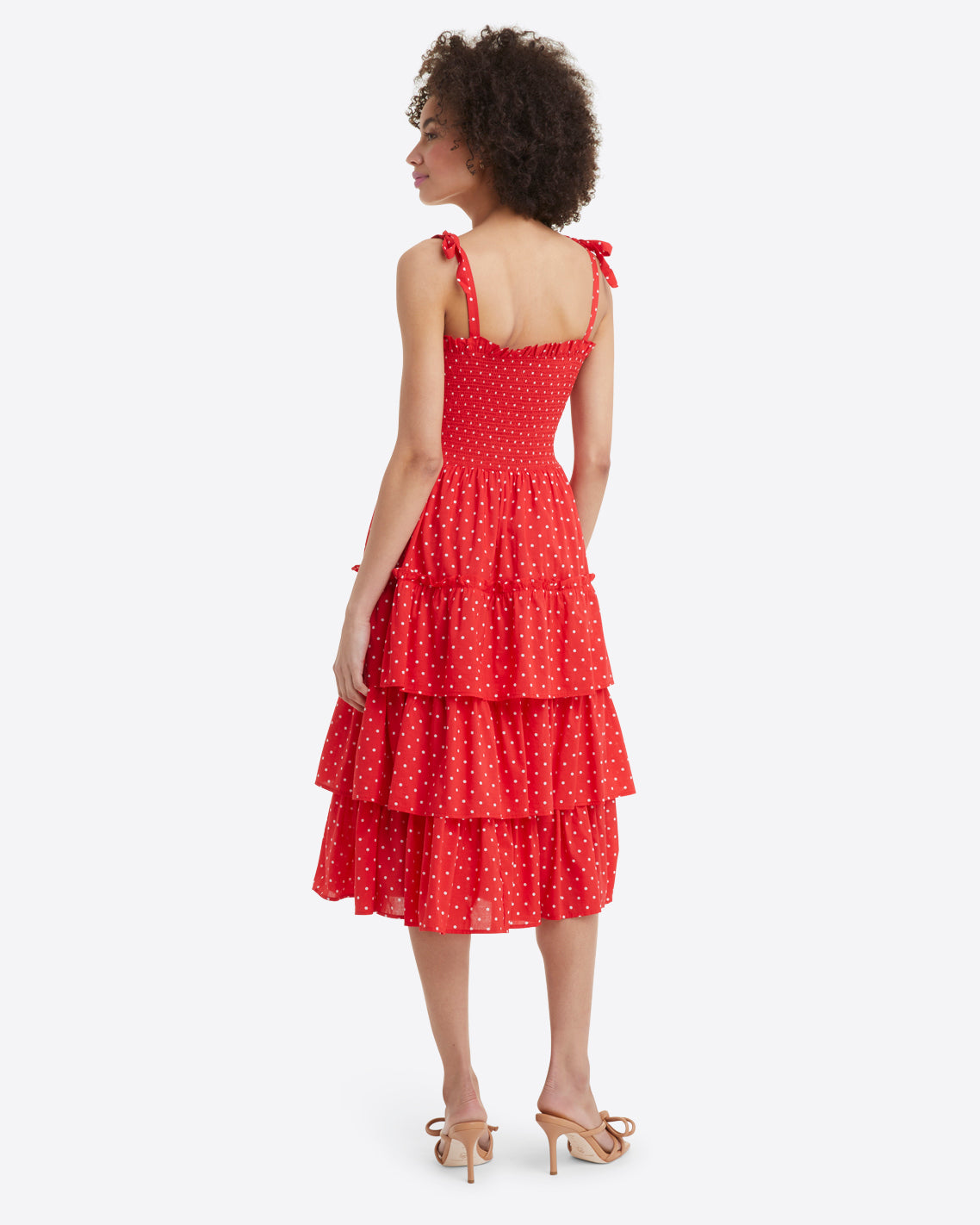 Taylor Tiered Dress in Red Polka Dot