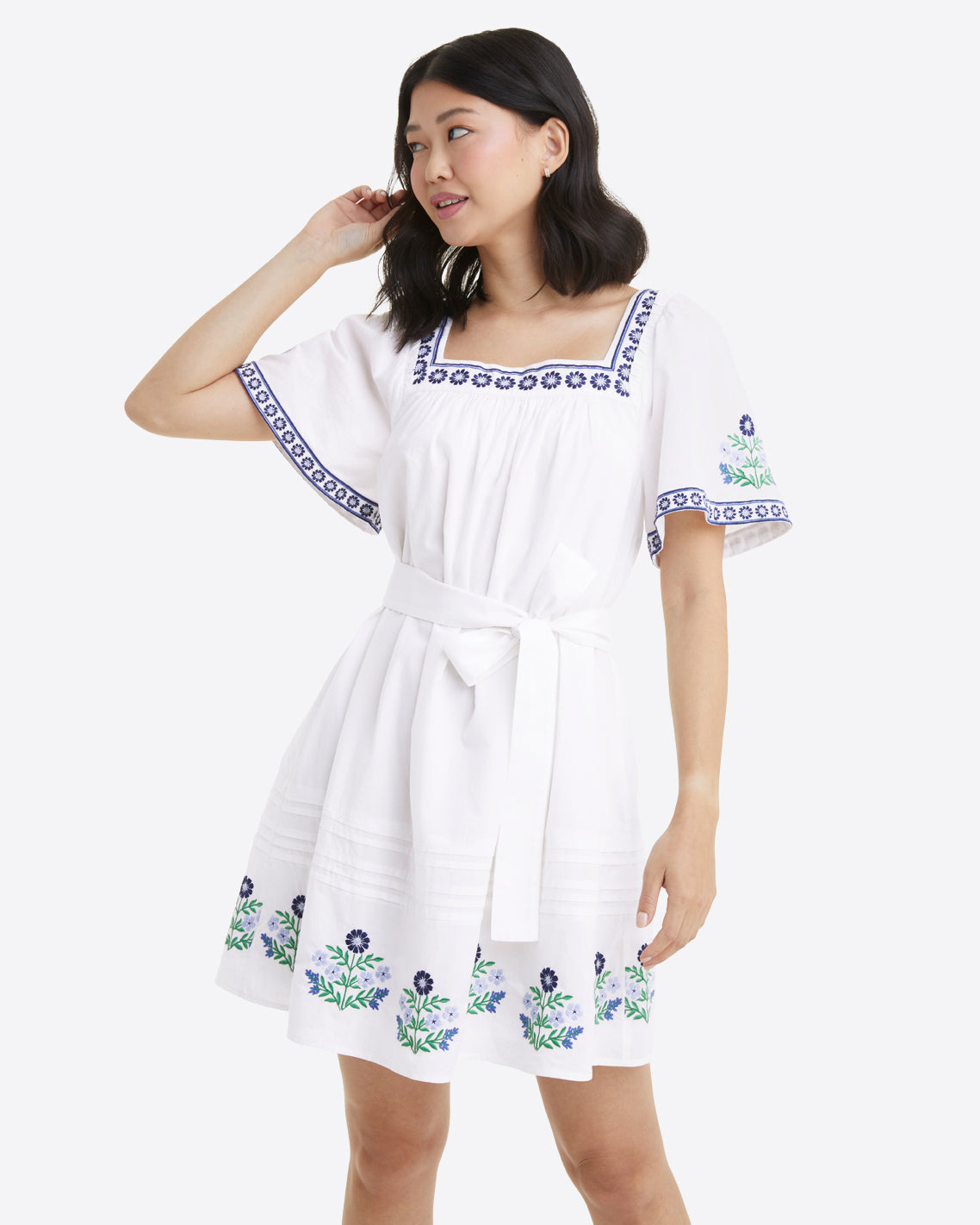 Maren Mini Dress in Floral Embroidery
