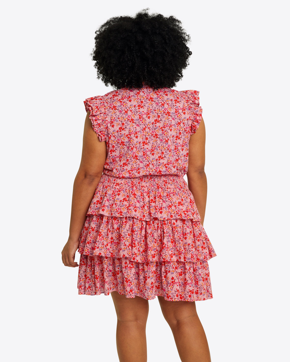 Alana Tiered Mini Dress in Pansy Floral