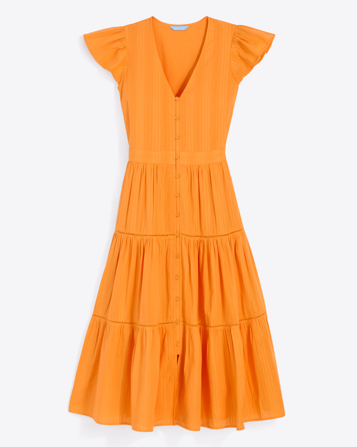 Lainey Midi Dress in Marigold Dobby Stripe