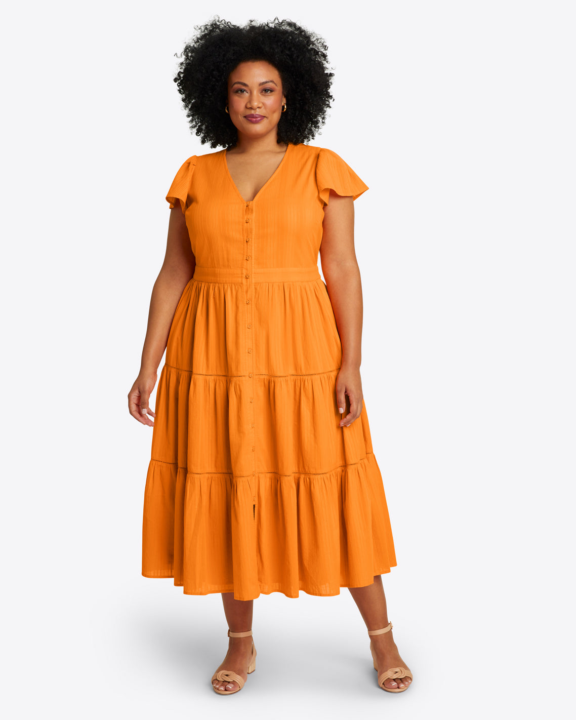 Lainey Midi Dress Marigold Dobby Stripe