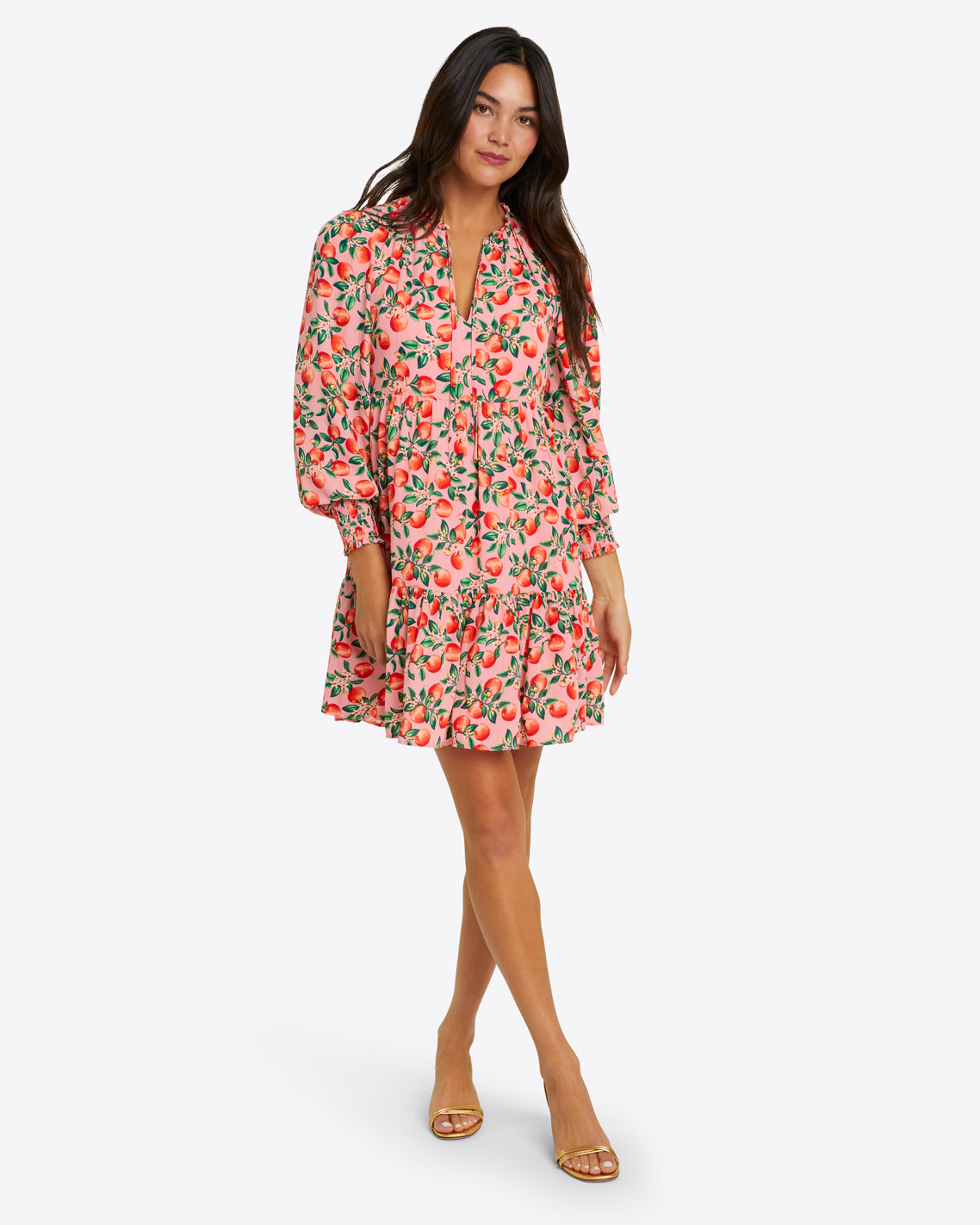 Connie Long-Sleeve Mini Dress in Apple Blossom Floral