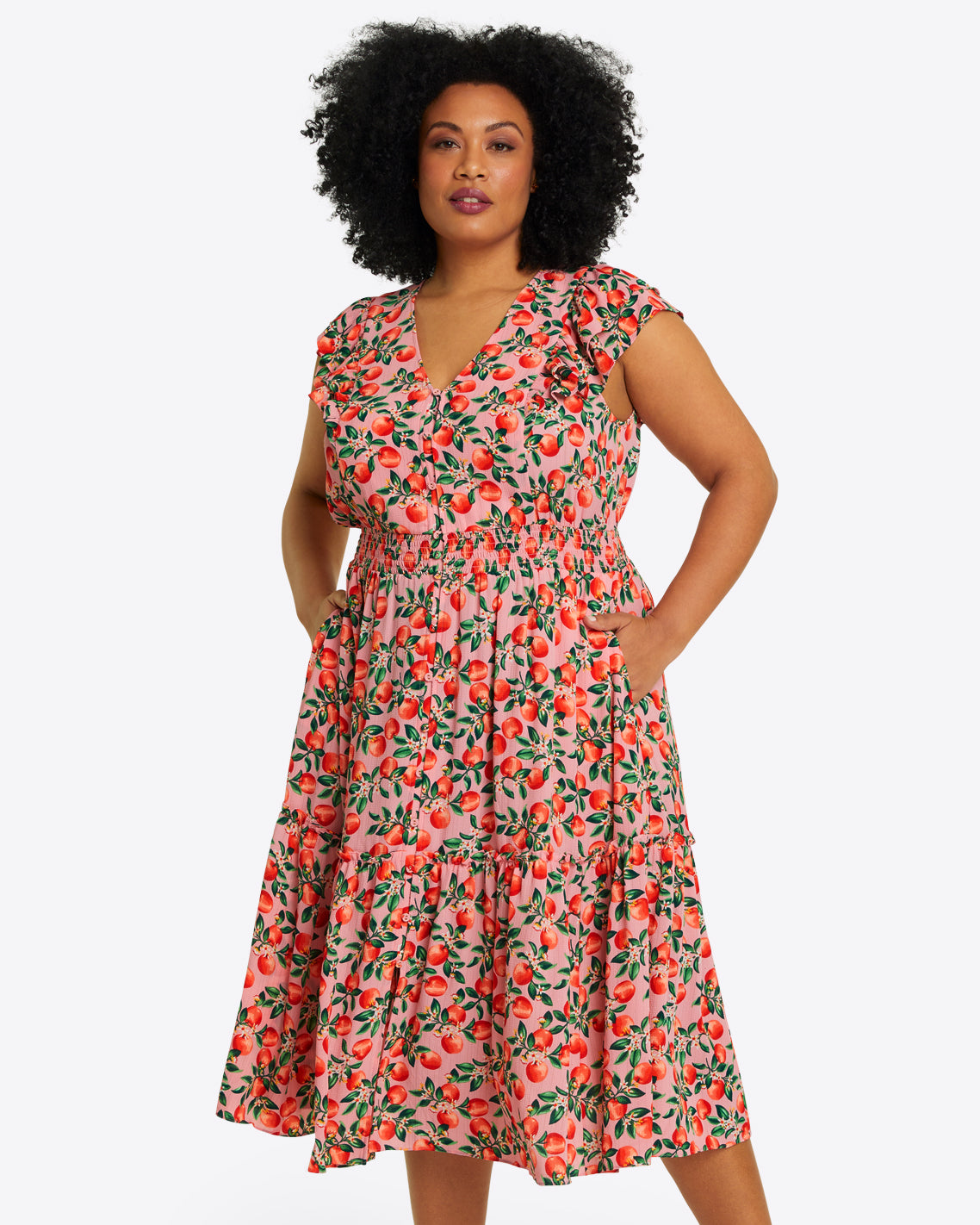 Marie Midi Dress in Apple Blossom Floral