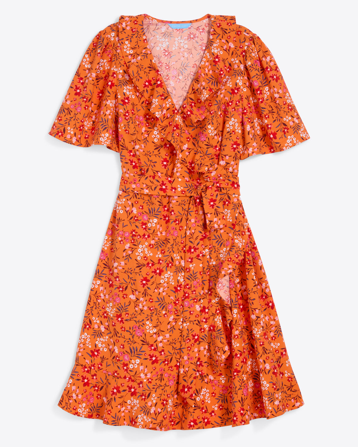 Reba Wrap Dress in Apricot Pansy Floral