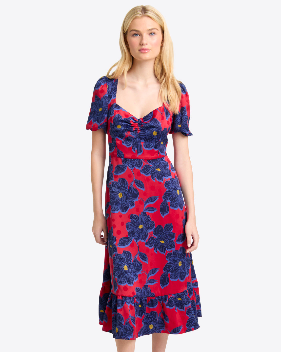 Jamie Midi Dress in Magnolia Jacquard Dot