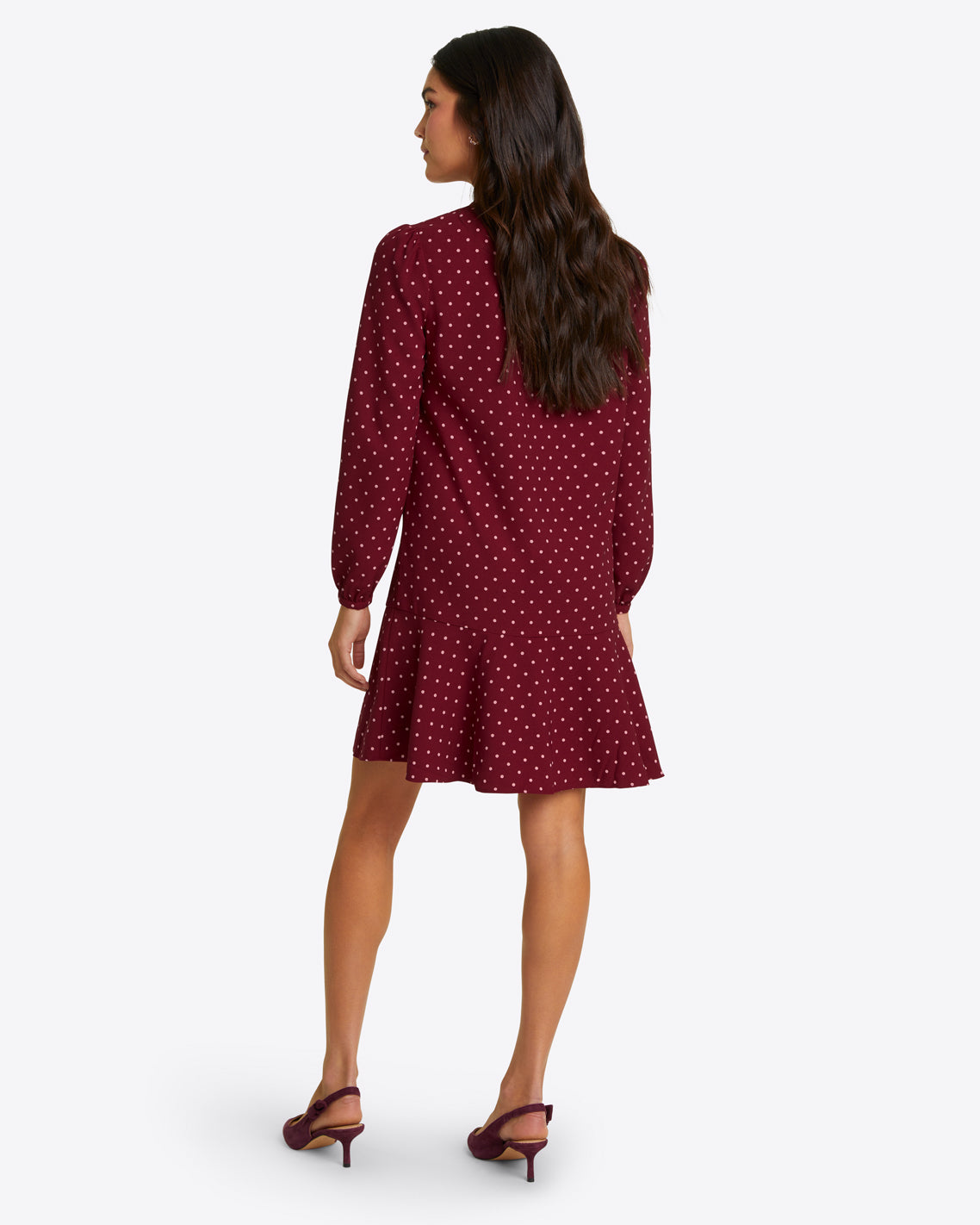 Rosanne Shift Dress Merlot Polka Dot