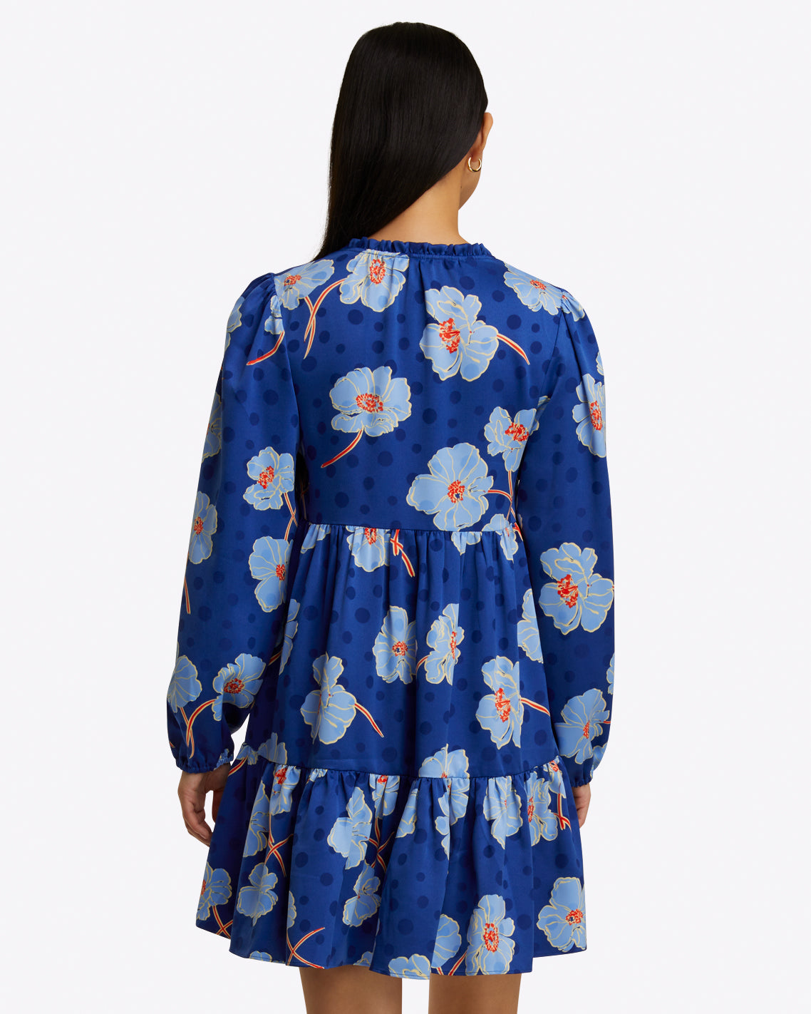 Connie Long Sleeve Mini Dress in Printed Dot Jacquard
