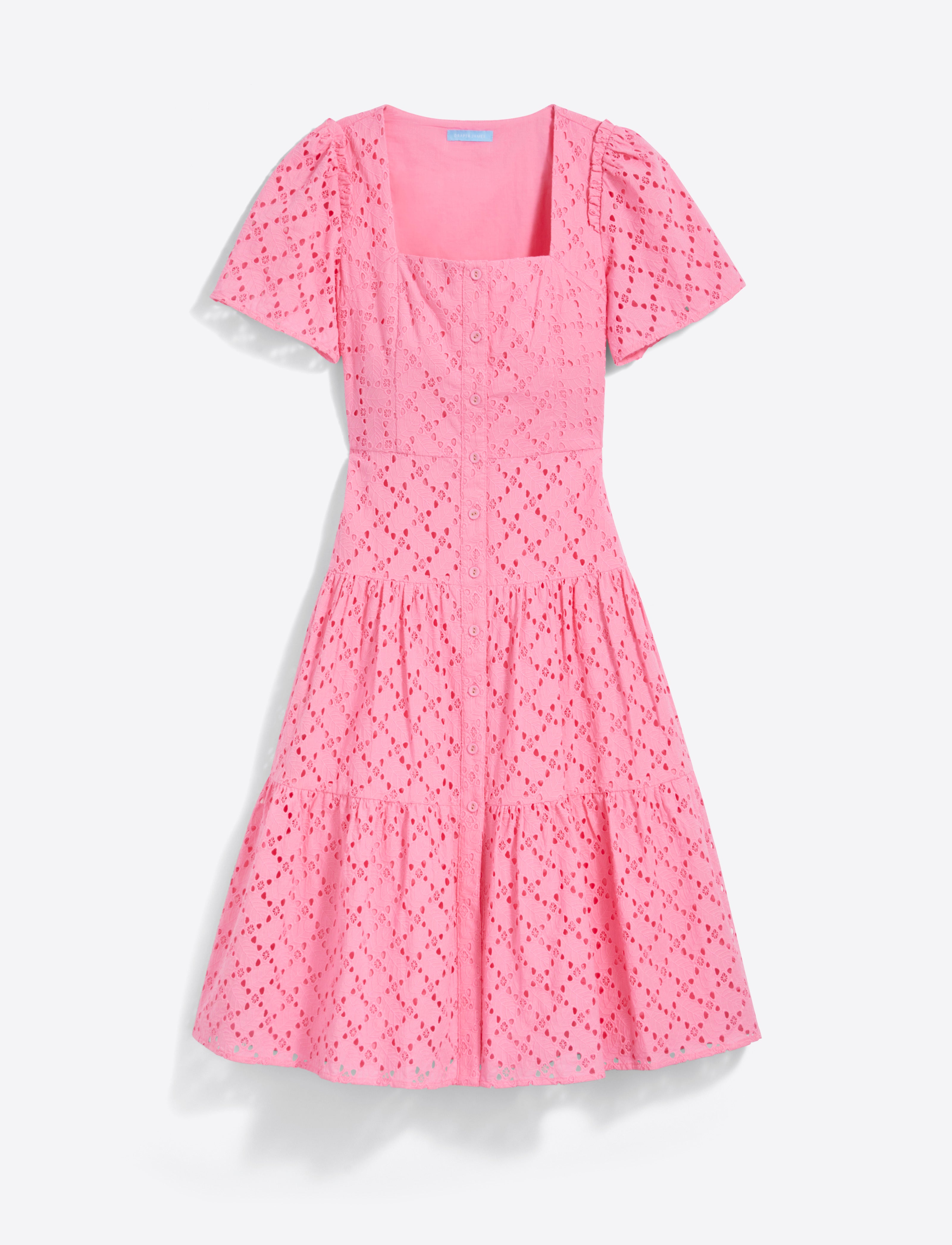 Caitlyn Midi Dress in Eyelet | Color - Sachet Pink Eyelet / 2 | Draper James Caitlyn Midi Dress in Eyelet | Color - Sachet Pink Eyelet / 2 | Draper James