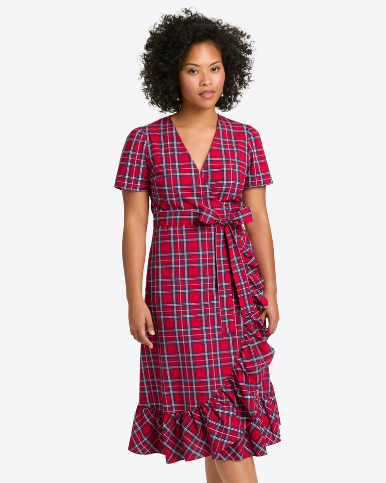 Reba Midi Wrap Dress in Angie Plaid