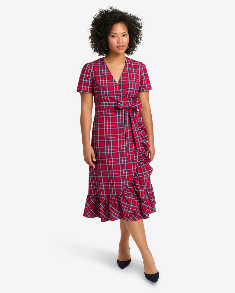 Reba Midi Wrap Dress in Angie Plaid