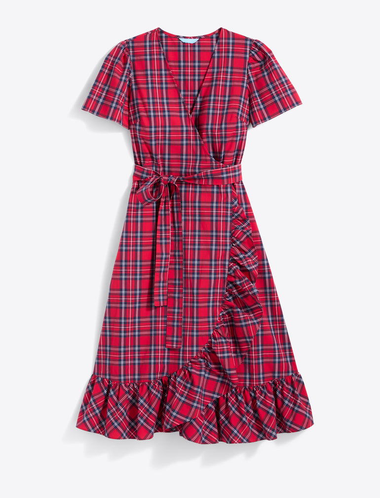 Reba Midi Wrap Dress in Angie Plaid