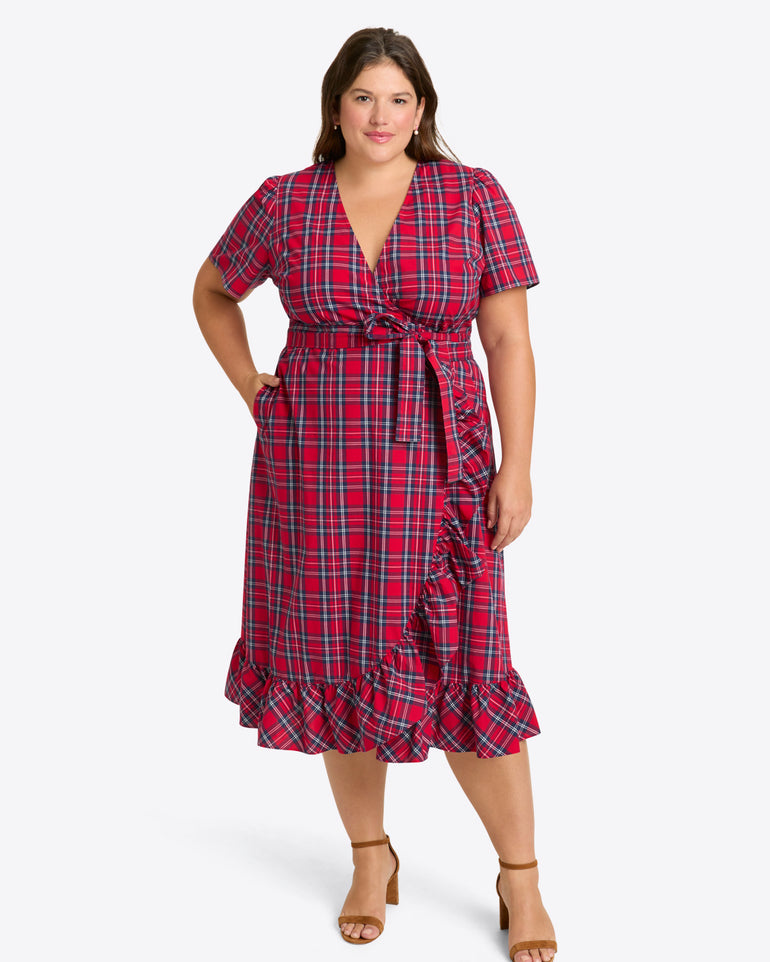 Reba Midi Wrap Dress in Angie Plaid