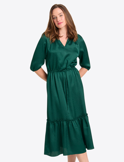 Martina Midi Dress in Hammered Satin