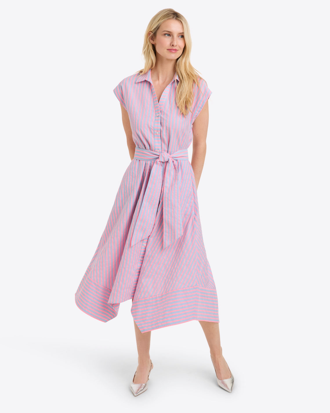 Trisha Handkerchief Dress Seersucker Stripe