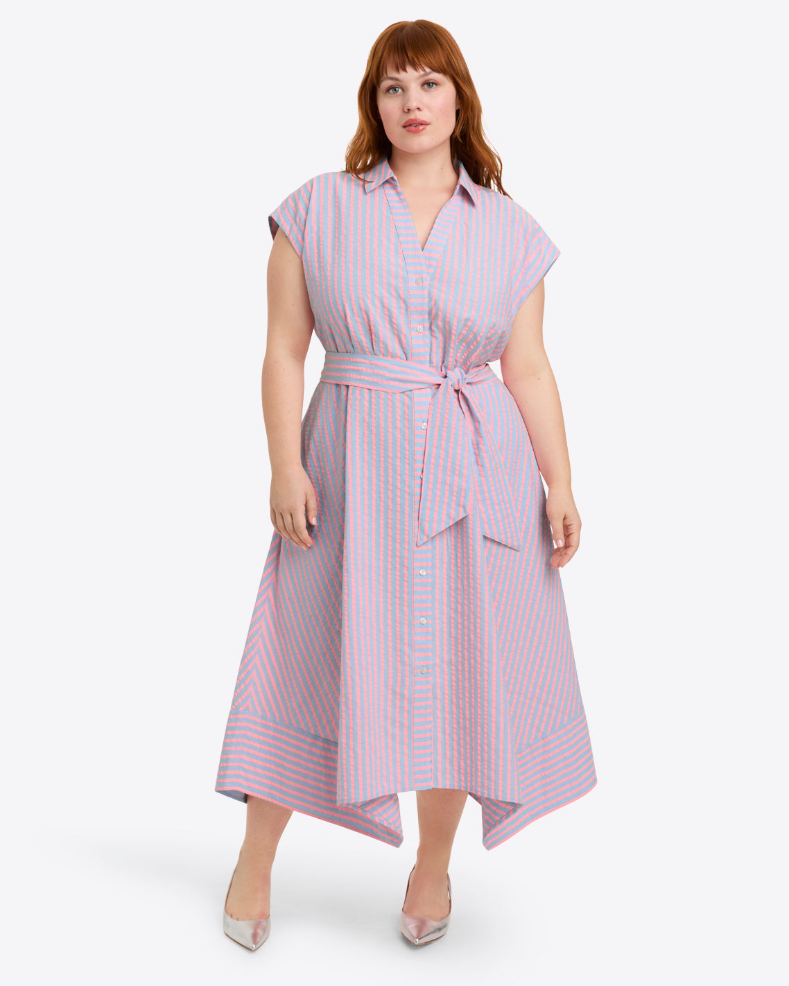 Trisha Handkerchief Dress Seersucker Stripe