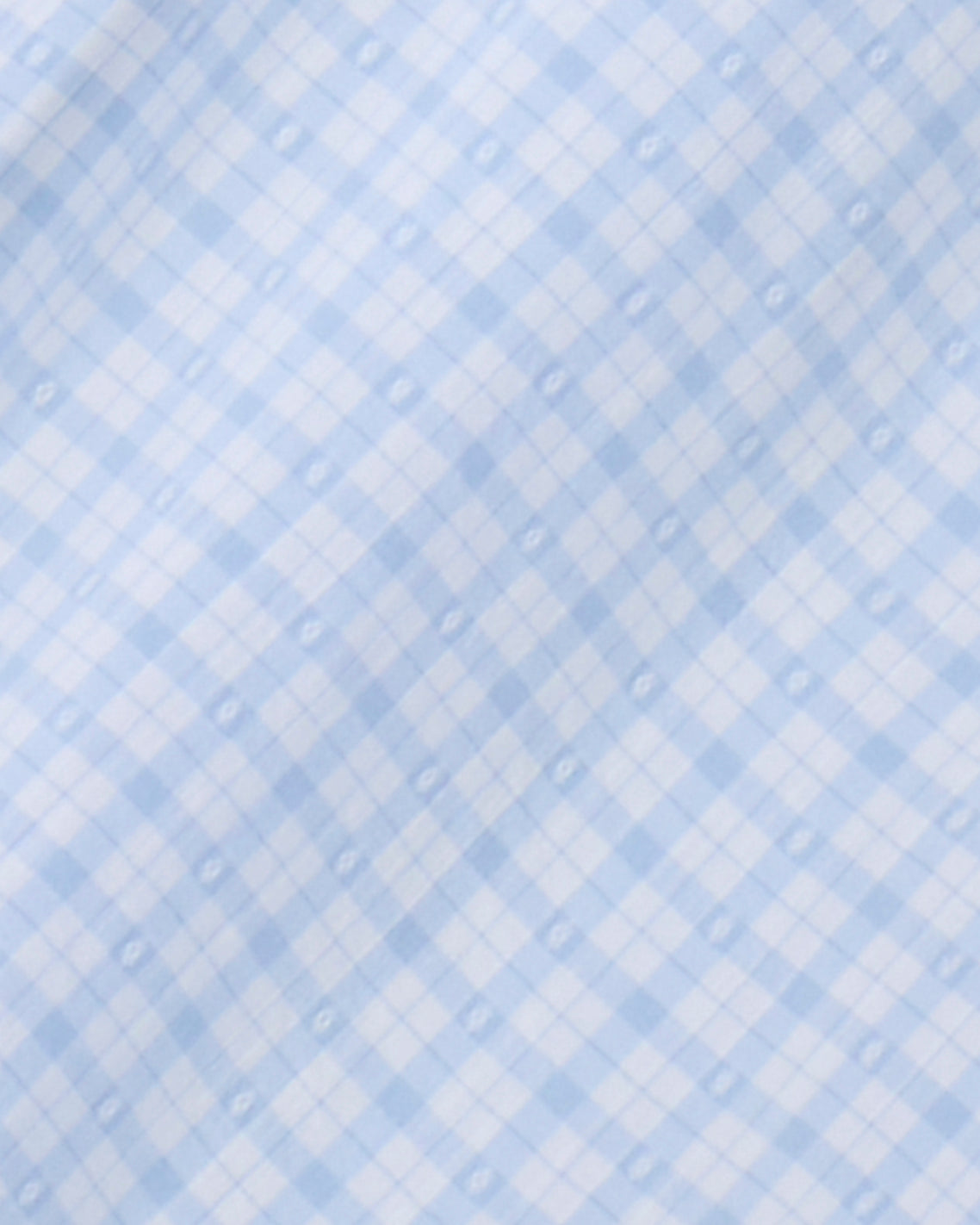 Soft light blue and white gingham check fabric with a subtle dotted pattern—ideal for creating a charming women's Tie Waist Romper from Draper James.