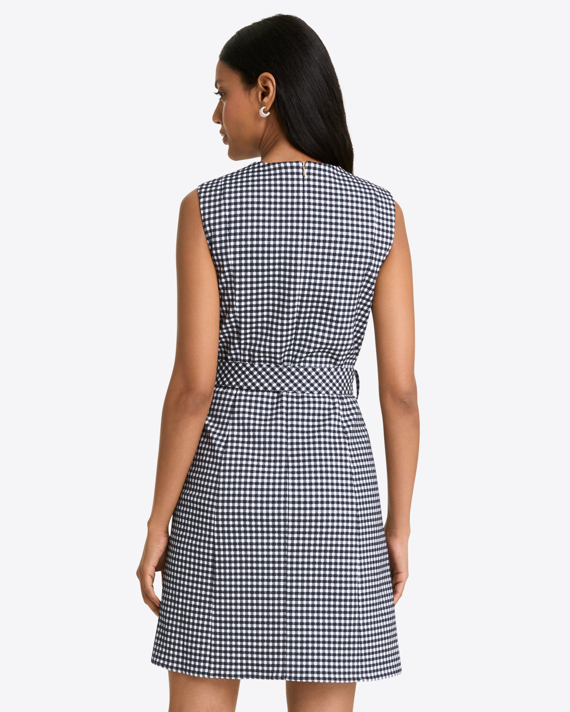 Sadie Belted Shift Dress Textured Gingham