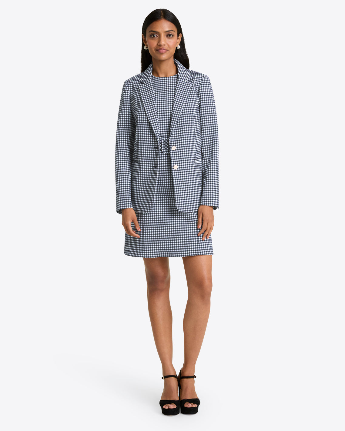 Sadie Belted Shift Dress Textured Gingham