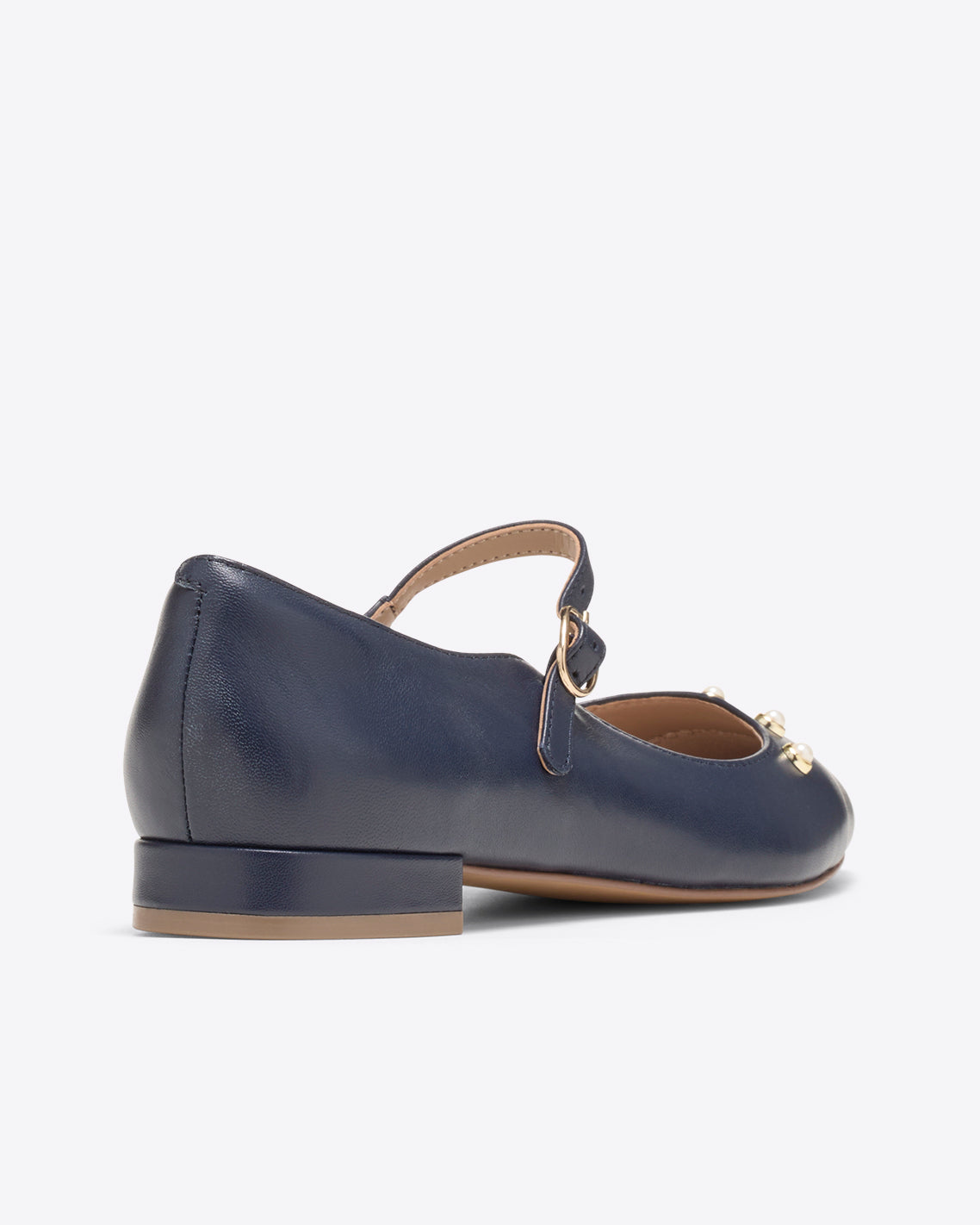 Adeline Mary Jane Flats in Navy Leather