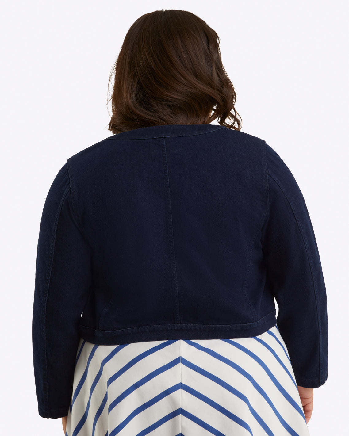 Collarless Jacket in Stretch Denim – Draper James