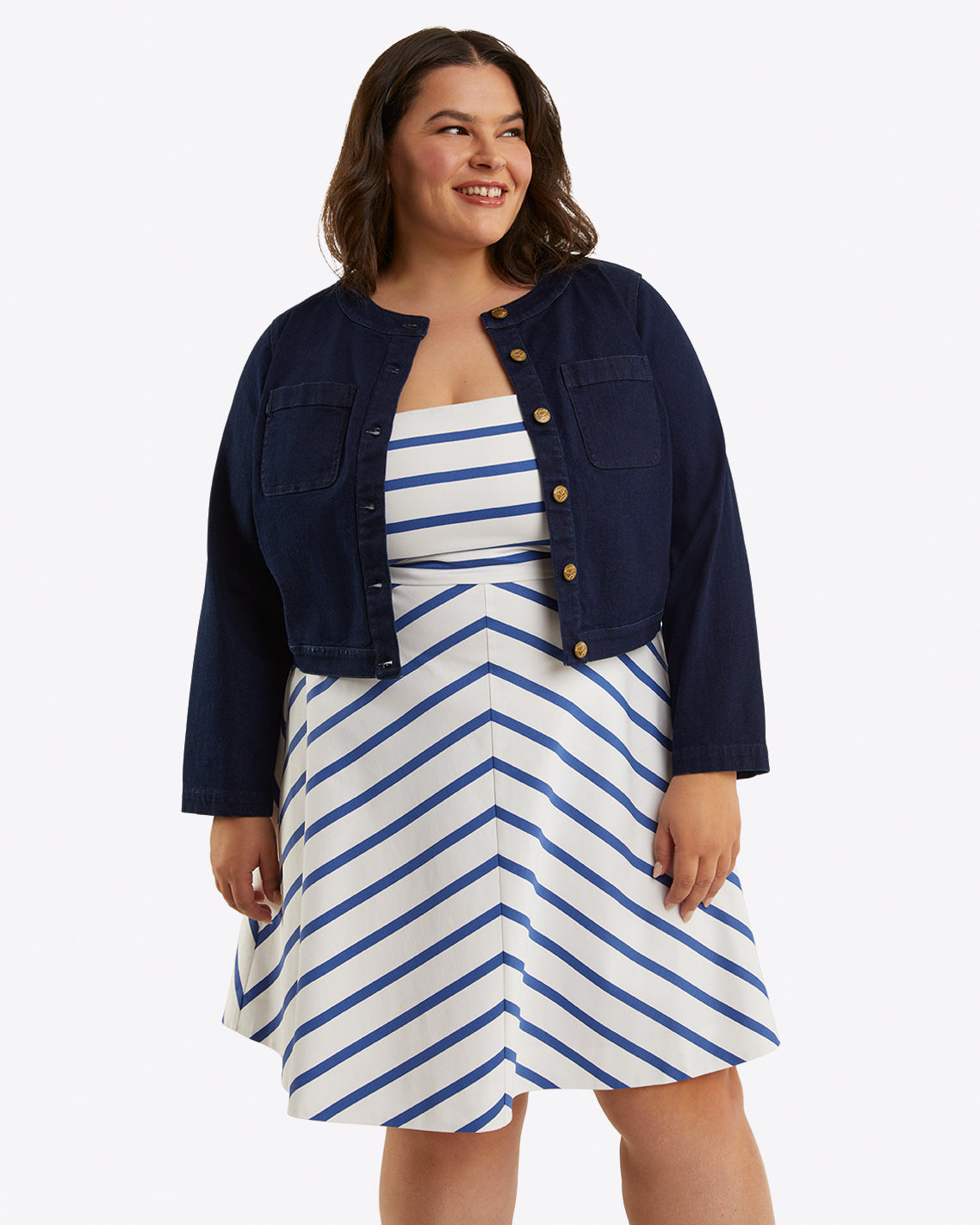 Collarless Jacket in Stretch Denim – Draper James