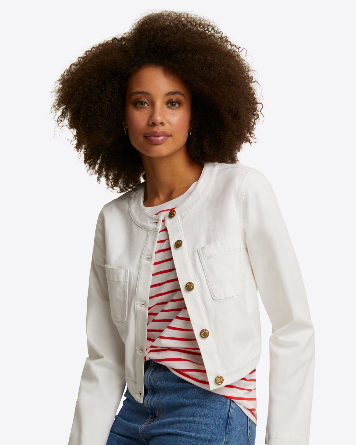 Womens White Denim Jacket White Denim Sexy Trucker Jacket | GUESS