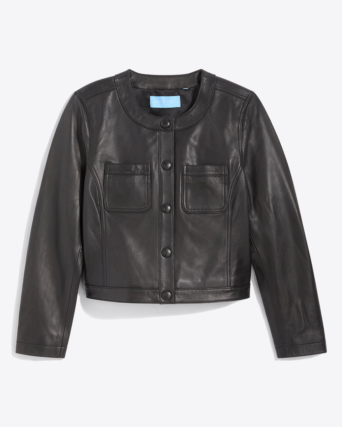 Leather Collarless Jacket