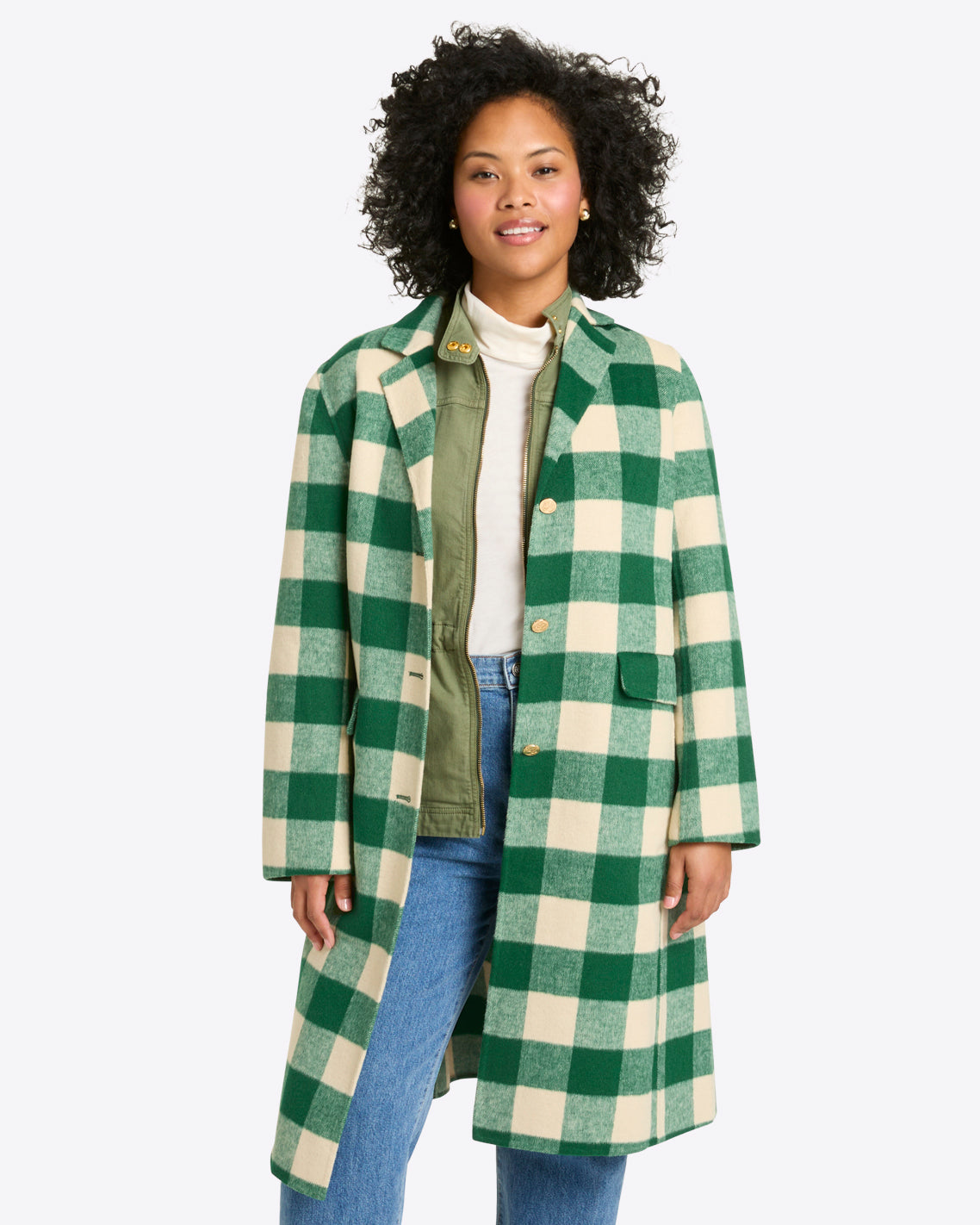Gingham Wool Coat