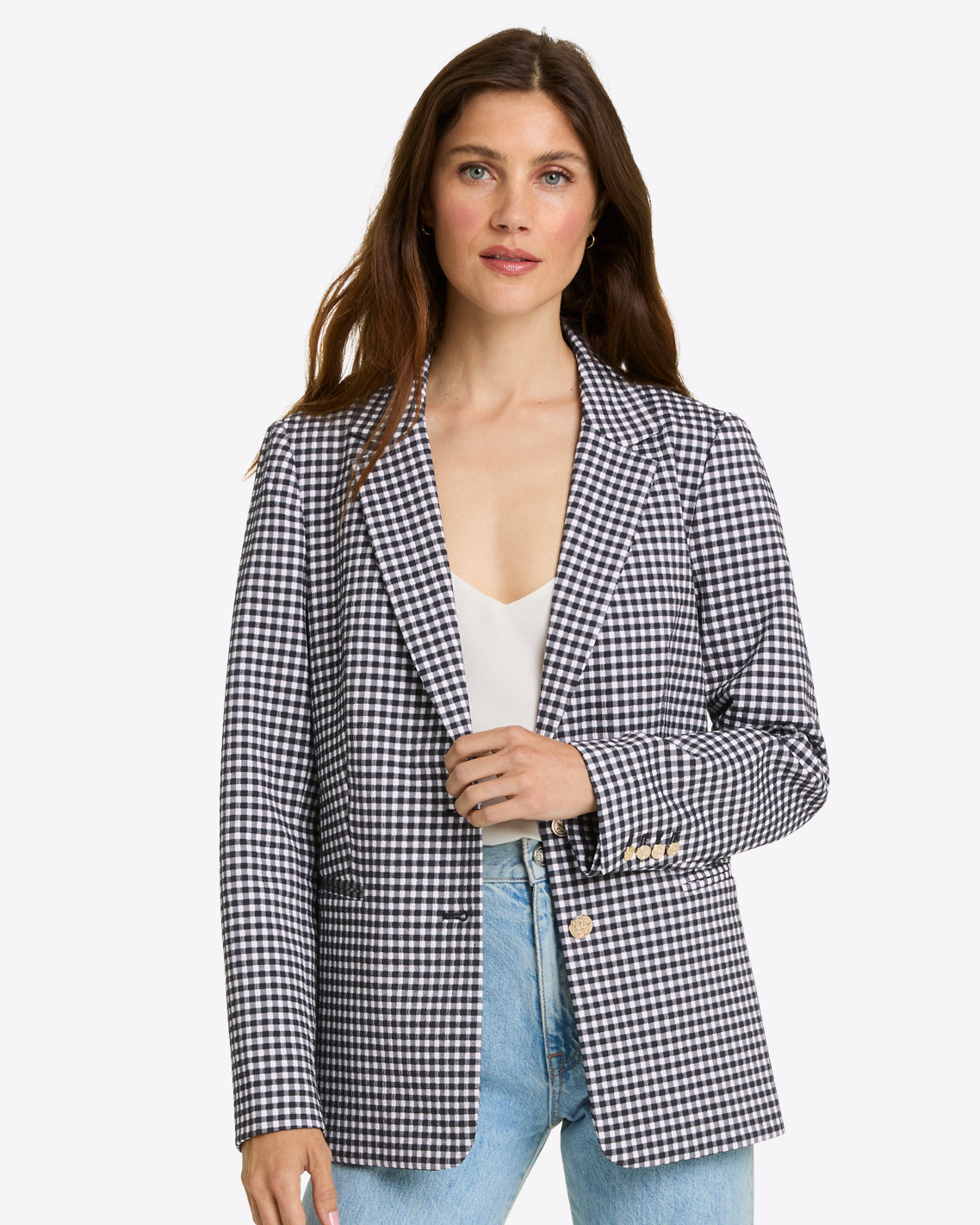 Gingham Blazer Textured