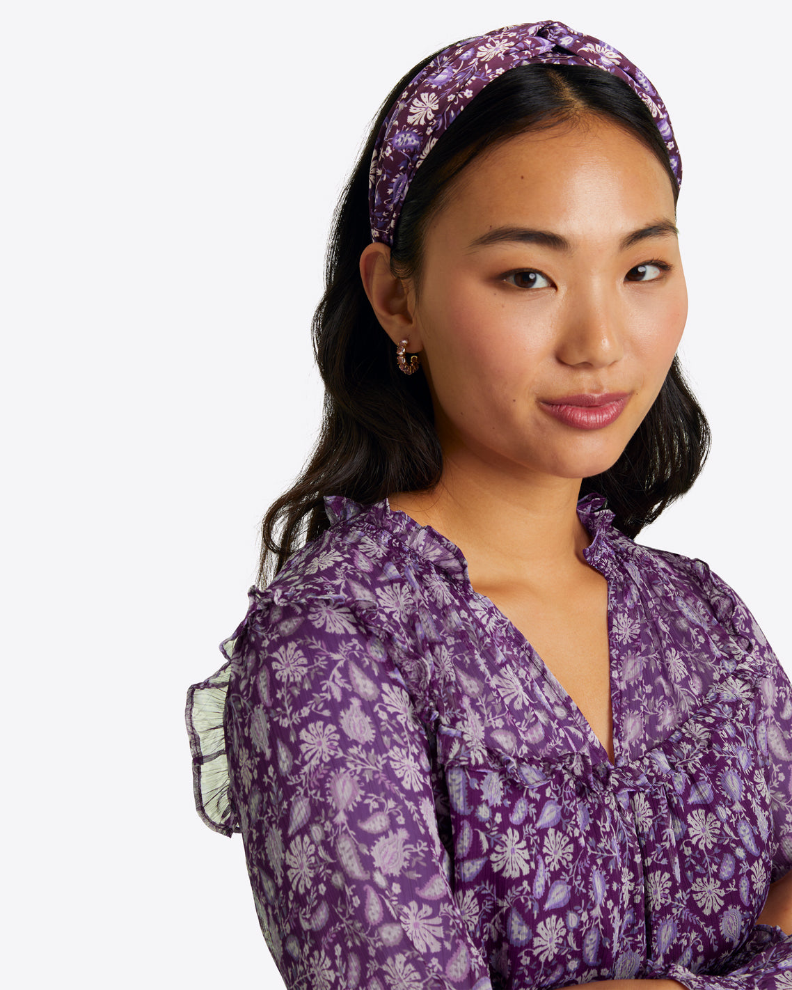 Twisted Headband in Violet Paisley