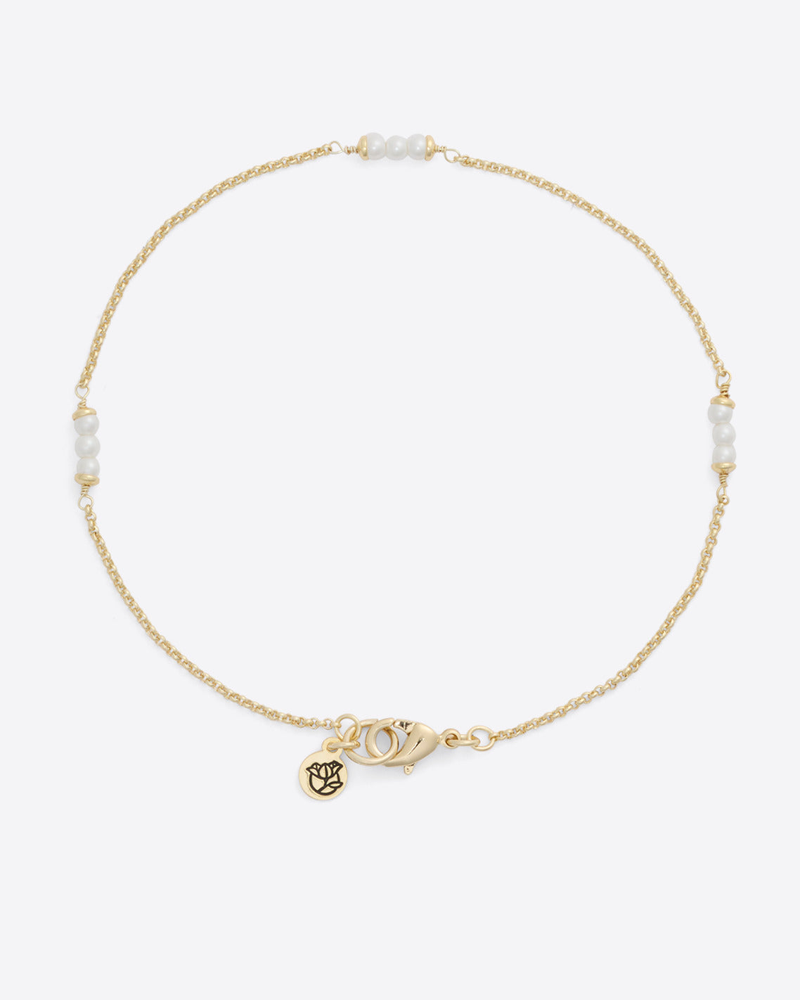 Pearl Trio Anklet in Gold