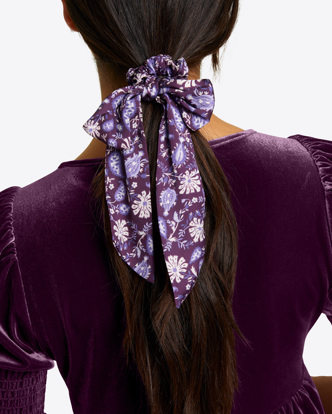 Scarf Scrunchie in Violet Paisley