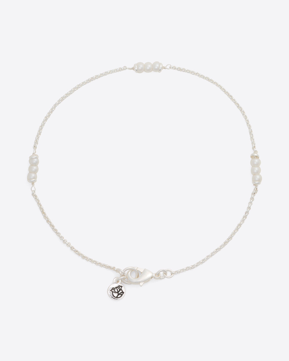 Pearl Trio Anklet in Silver