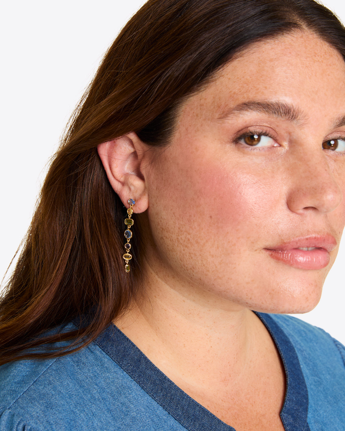 Linear Drop Gem Earrings