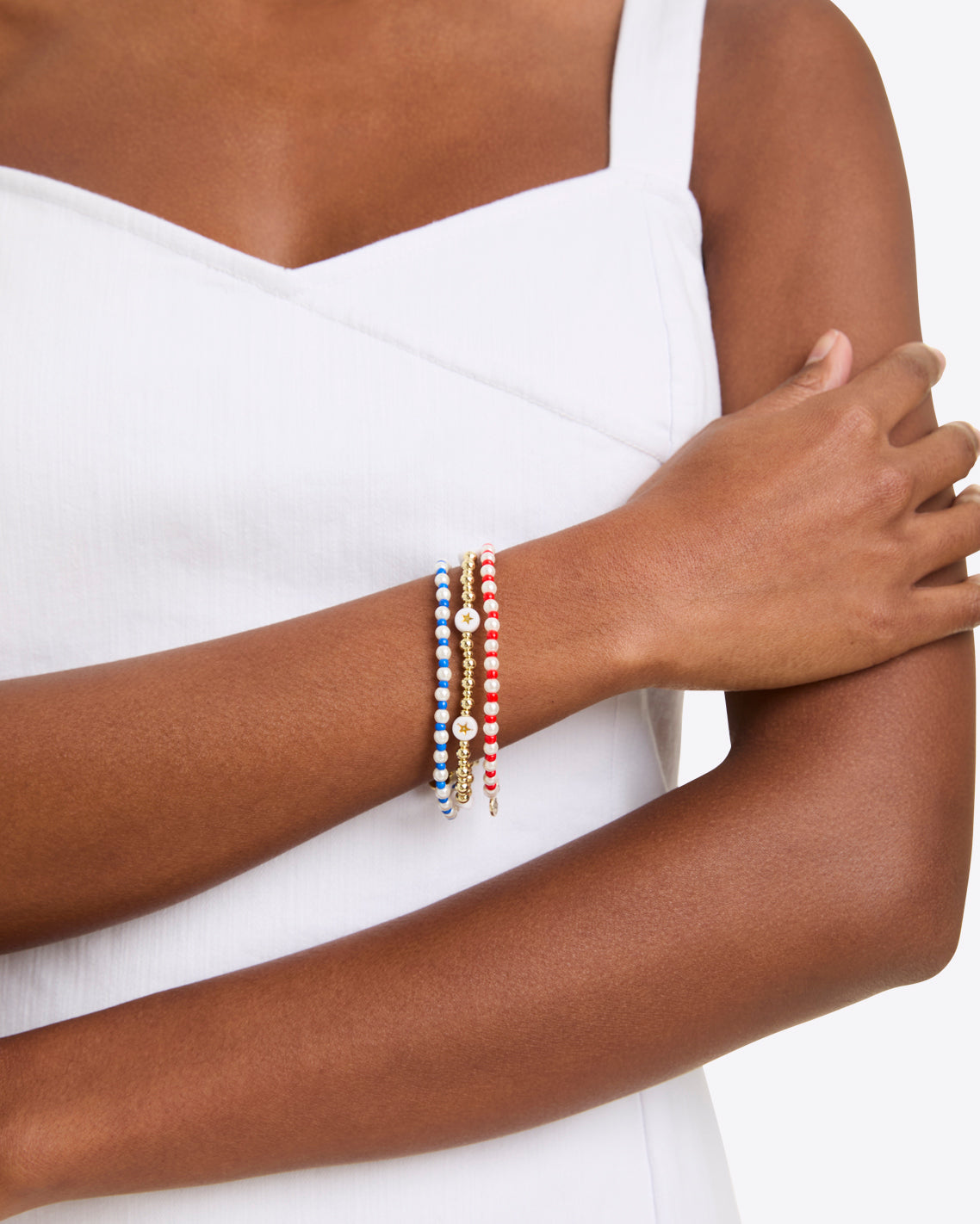 Red, White & Blue Stretch Bracelet Trio