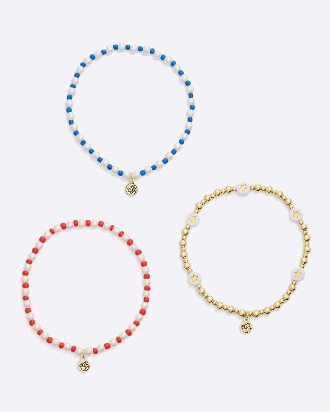 Red, White & Blue Stretch Bracelet Trio