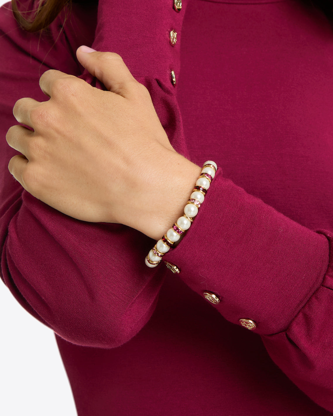 Pearl Gem Stripe Stetch Bracelet