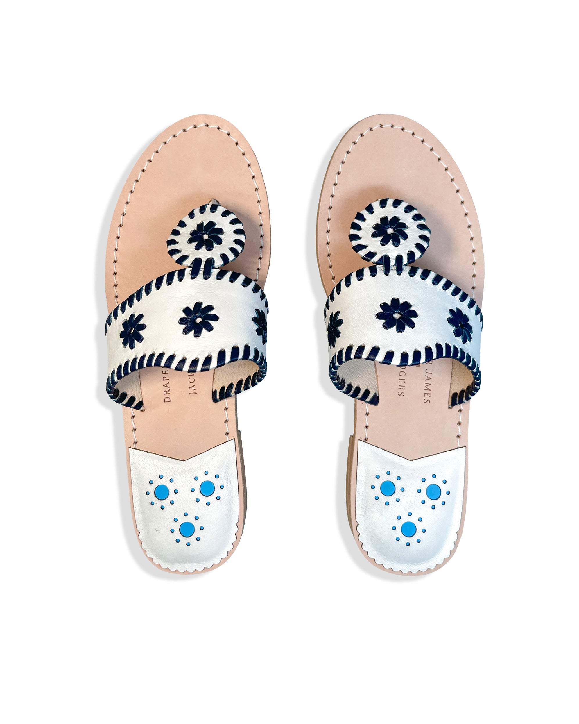 DJ x Jack Rogers Classic Sandal in White and Navy