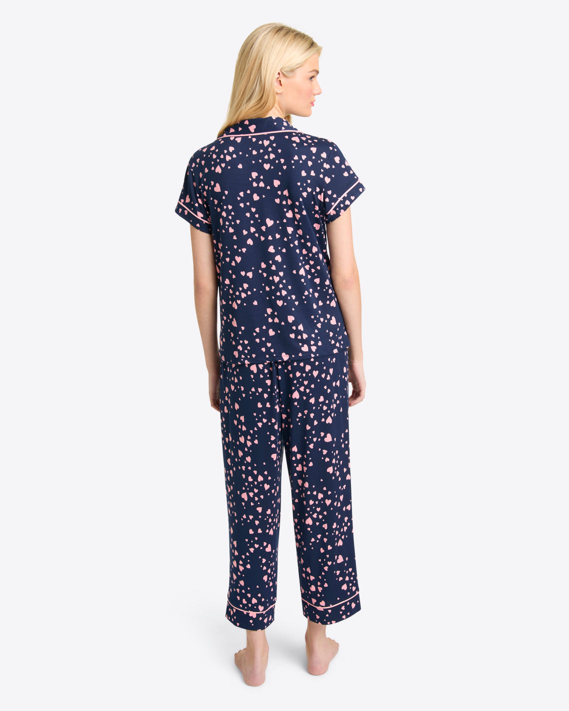 Linda Short Sleeve Pajama Set in Navy Hearts